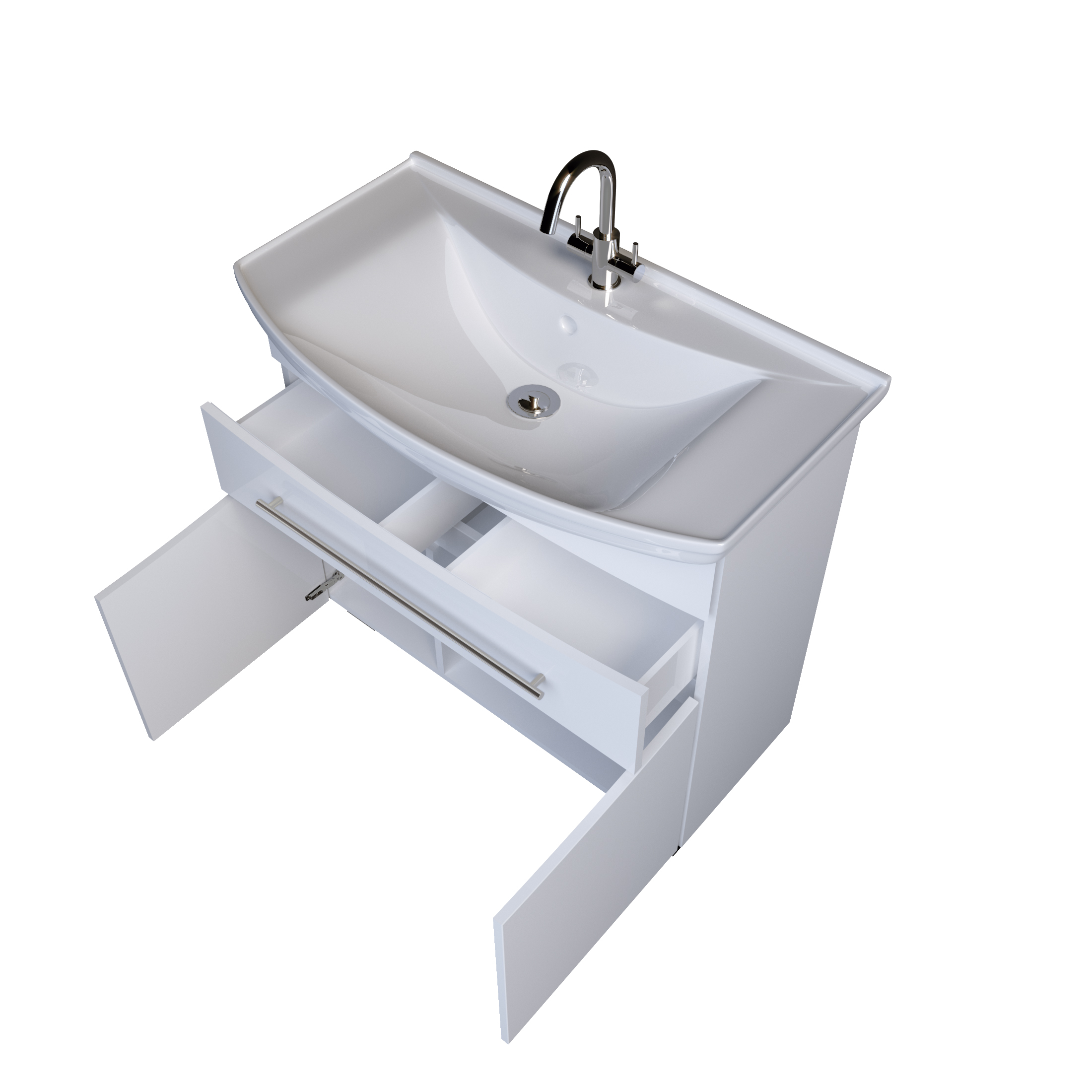 У94493 Тумба Lina New 85Н 1в.я 2д Белый глянец 1 Marka Lina