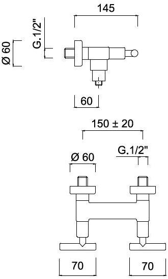 Rubinetteria Giulini Смеситель для душа на 2 отверстия G4 F7707 - Вид №1