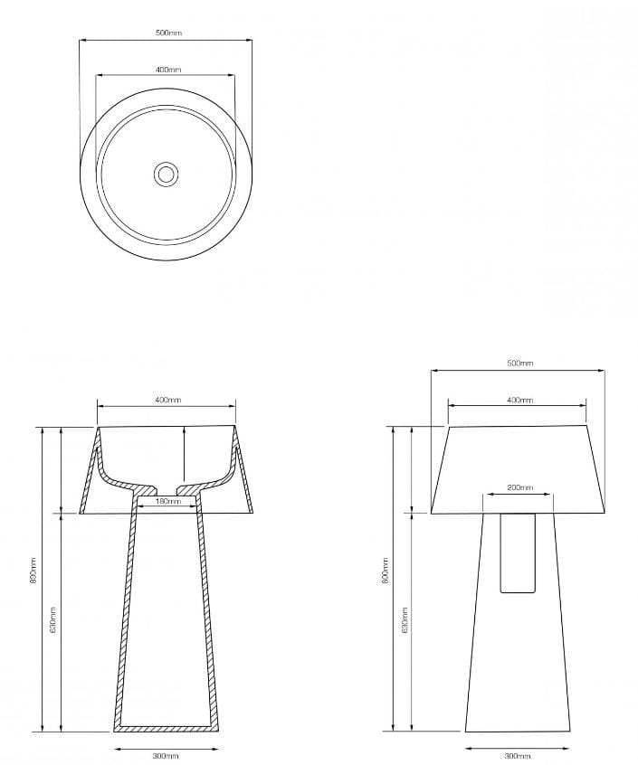 Круглый отдельно стоящий умывальник из мрамора Арабескато LUSSO Lamp ARCH-00135086 - Вид №5