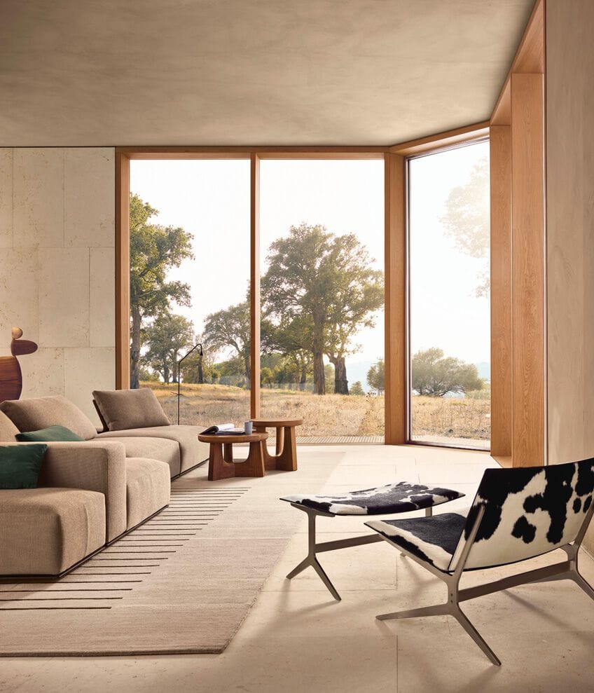 Кресло из коровьей кожи с подставкой для ног Poliform KAY LOUNGE ARCH-00035264 - Вид №1