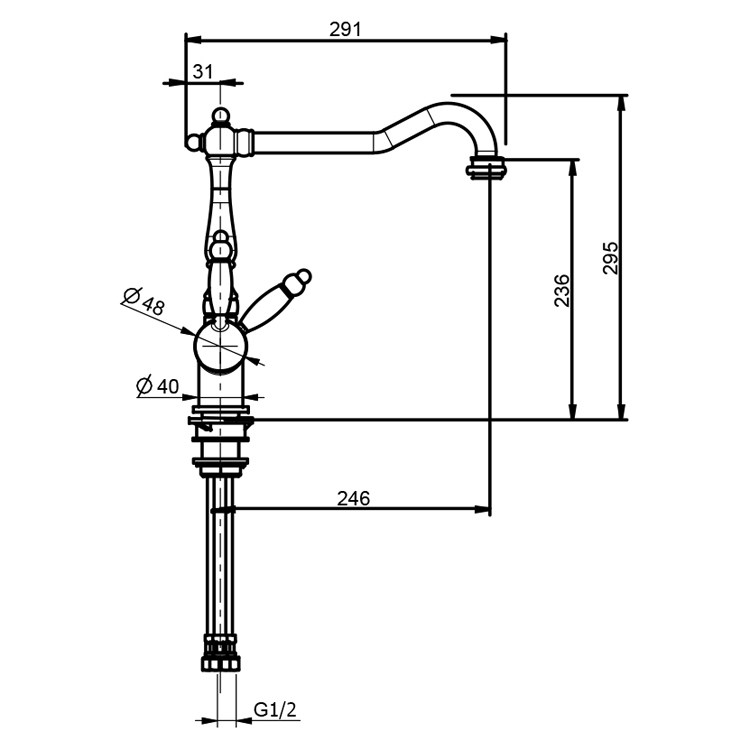 BY920802065 Смеситель для кухни Webert Kitchen Byblos  - Вид №1