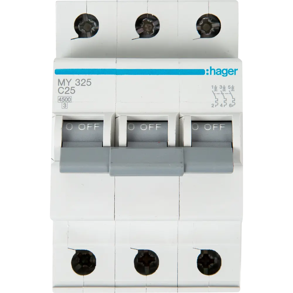 Автоматический выключатель Hager MY325 3P C25 А 4.5 кА STLM-2030741 - Вид №1