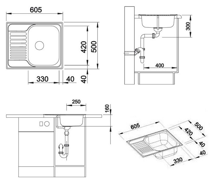516524 Кухонная мойка Blanco Tipo 45 S Mini матовая  Blanco Tipo - Вид №5