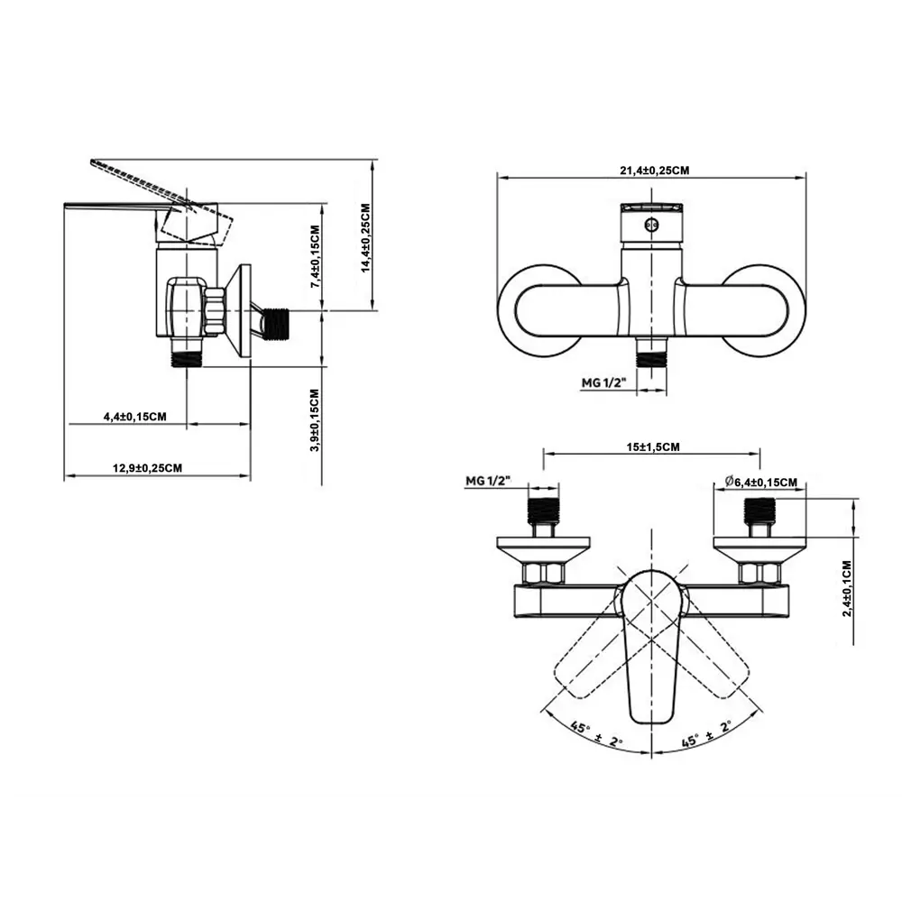 Смеситель для душа KONSENSA Силла LA3536 однорычажный цвет хром STLM-2113848 - Вид №3