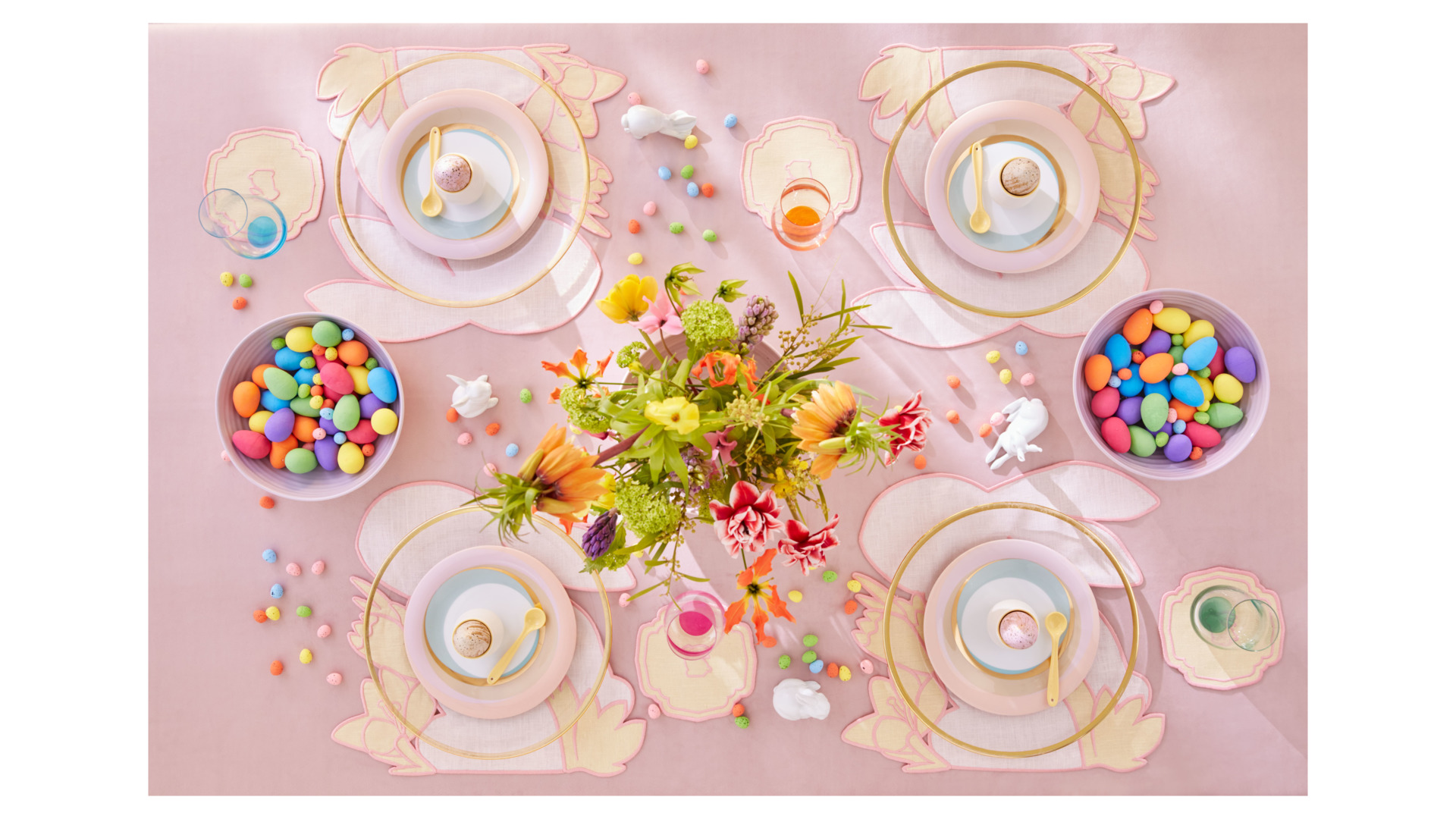 10677589 Truffle Bee Набор плейсматов Truffle Bee Easter Bunny Linen 40х43см, 2шт, розово-желтый, лен Ткань  - Вид №1