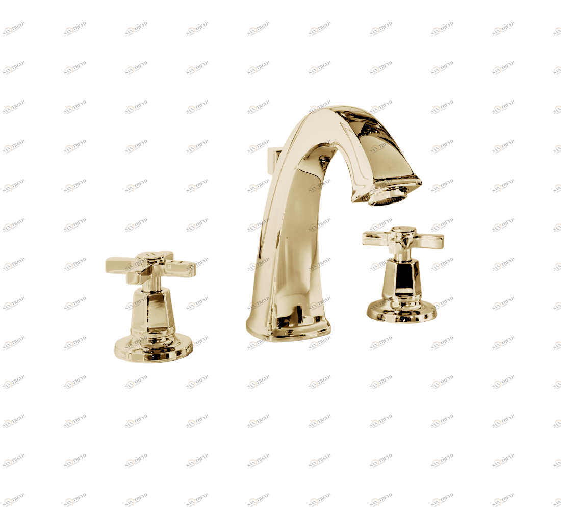 Gentry Home Смеситель для раковины на 3 отверстия Chopin White Incalux GH101792 