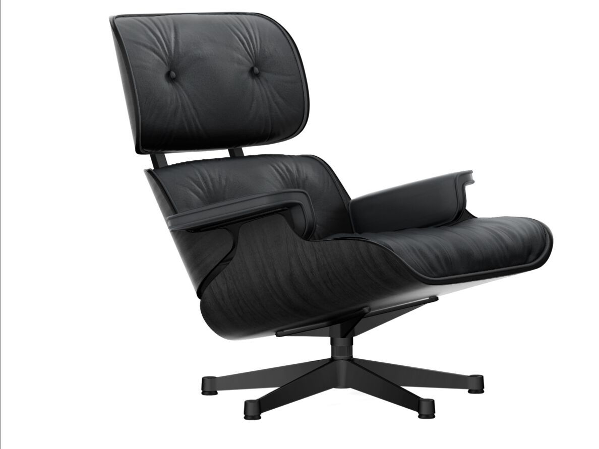 Кожаное вращающееся кресло с подлокотниками VITRA Eames Lounge Chair ARCH-00109556