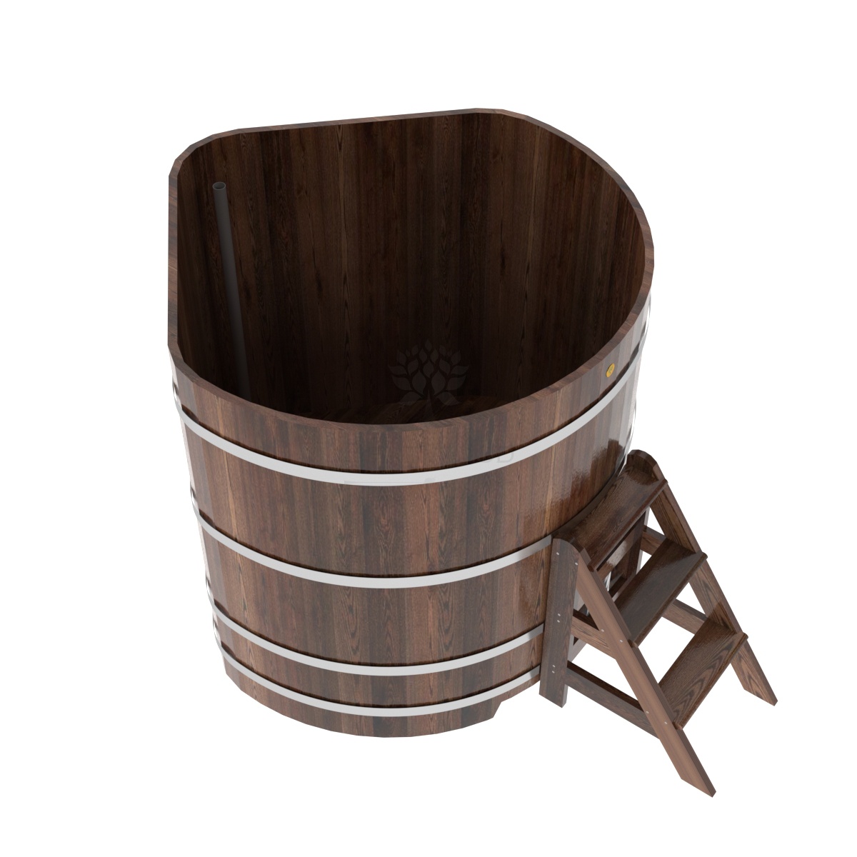 1246 Купель угловая из лиственницы 1,37х1,37х1,4 морёная премиум Alyarus  - Вид №1