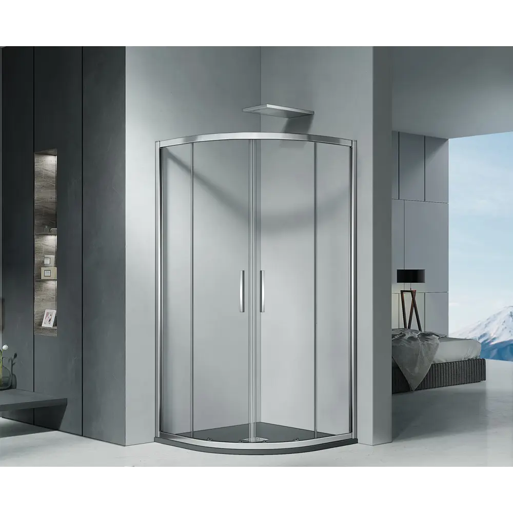 Душевая ширма Makiato 1/4 круга 90x90x190см цвет профиля хром раздвижная стекло 5мм прозрачное 89413584 STLM-2153761 Santreyd Makiato New