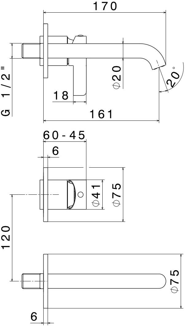 newform Смеситель для раковины настенный, однорычажный, сливной Blink chic sun-id-1430743 - Вид №5