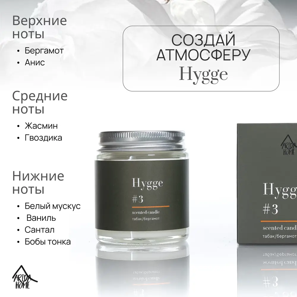 Свеча в стакане ароматизированная Arida Home Hygge N3 Табак и бергамот STLM-2135765 - Вид №2