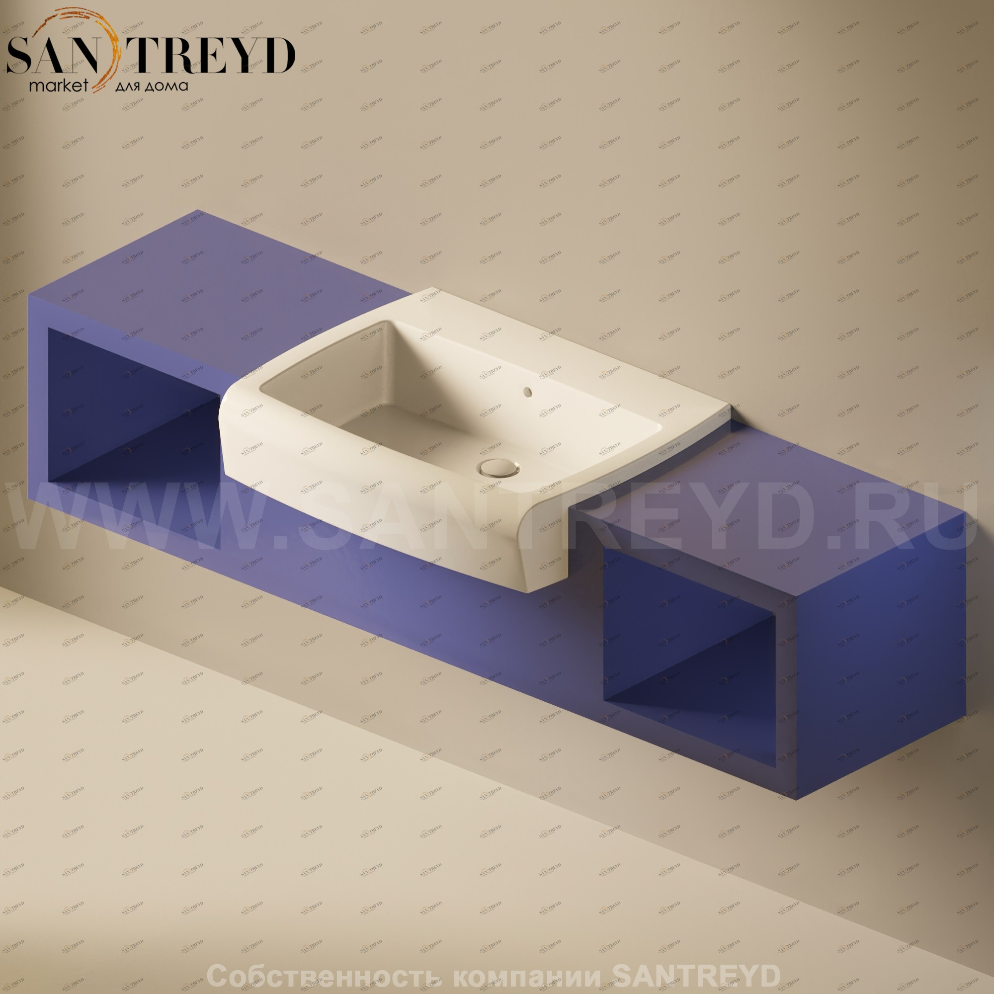 Flaminia UNA Консоль для раковины от 180 до 240 см с местом хранения синяя UNA75V2.5003 Ceramica Flaminia UNA75V25003