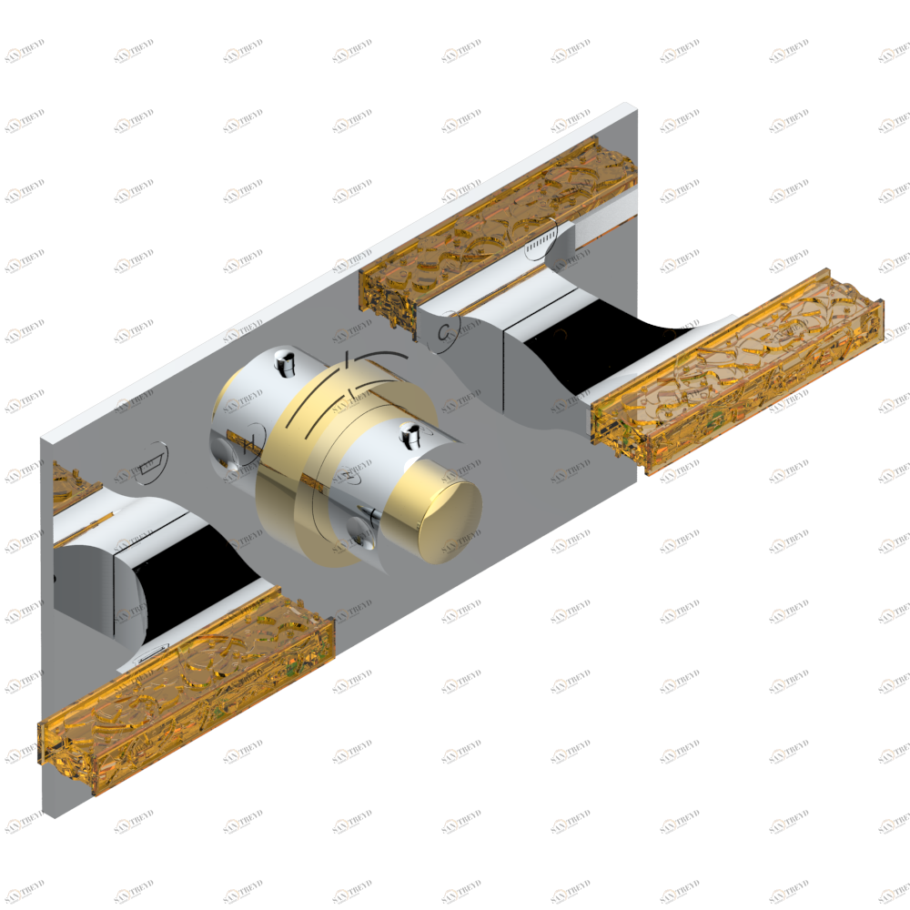 U5E-5401BEH Накладка с ручкой регулировки температуры и двумя маховиками для термостатического смесителя с горизонтальной установкой Thg-paris Ginkgo Хром/золото U5E 5401BEH CAT.A