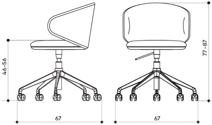 arrmet Регулируемое по высоте кресло из ткани на колесиках Belle sun-id-1452999 - Вид №2