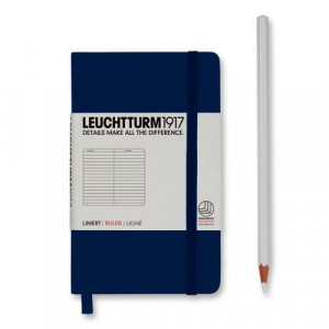 324340 Записная книжка Pocket, 185 страниц, в линейку, 9 х 15 см, синяя Leuchtturm 1917