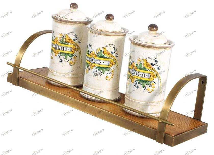 Officine Gullo Полка из полированной латуни и массива дерева sun-id-1481768