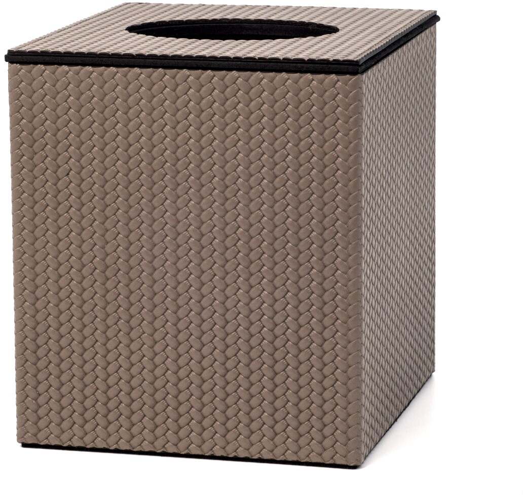 Квадратная коробка для салфеток с магнитной крышкой - 12,2X10,7XH12,5 см / зернистая кожа_серо-коричневый