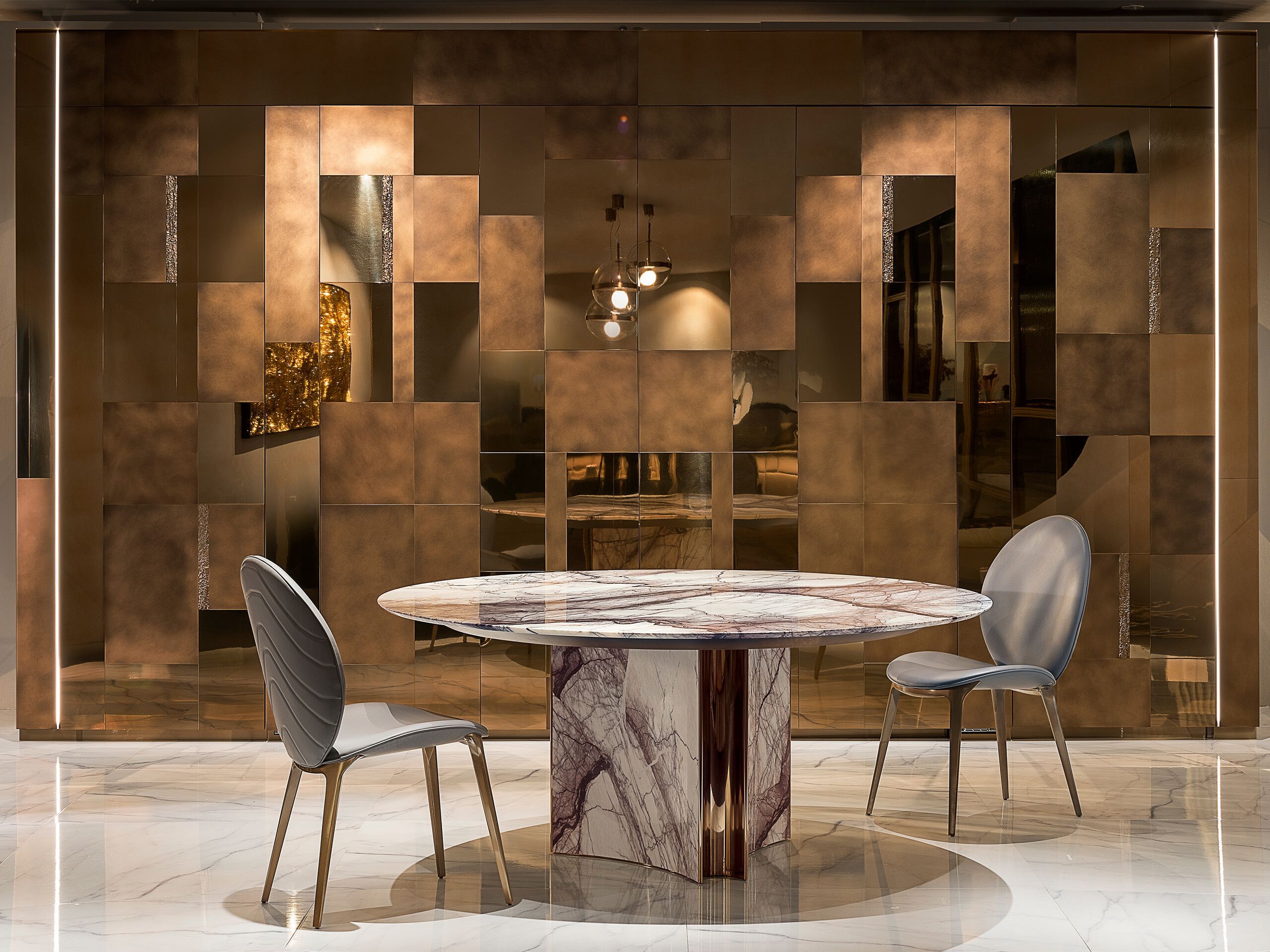 Круглый мраморный стол с Lazy Susan Visionnaire Nomad ARCH-00138187 - Вид №1