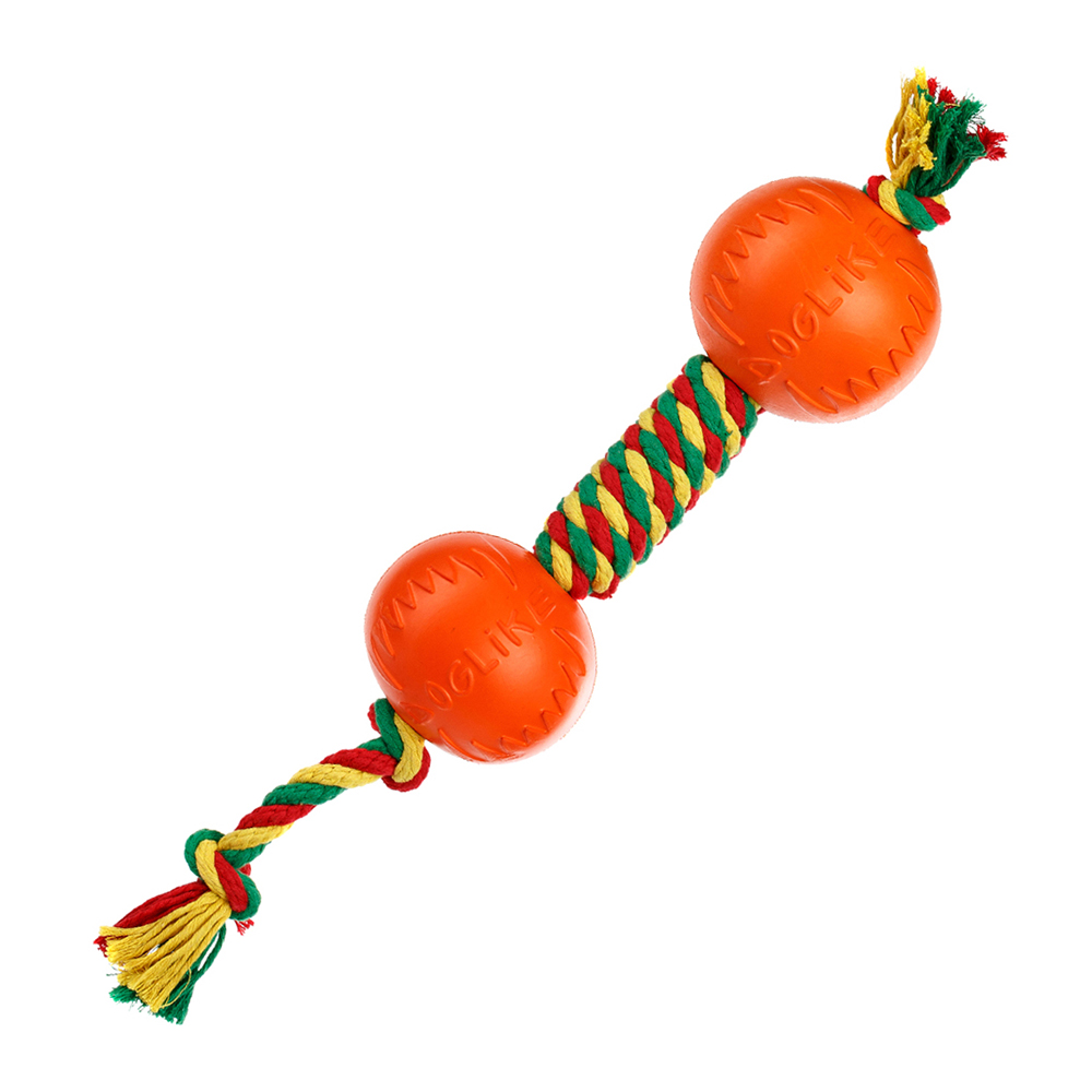 ПР0055329 Игрушка для собак Dental Knot Гантель канатная средняя (Красный-желтый-зеленый) DOGLIKE 