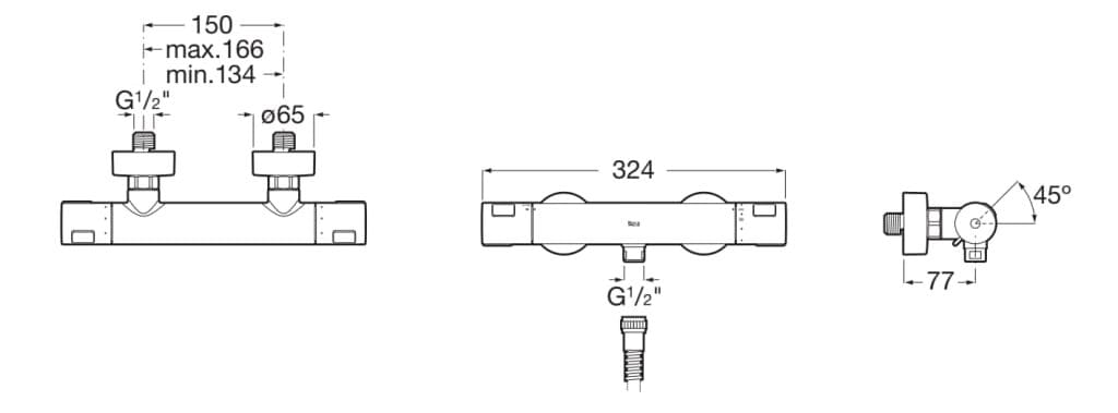 2-луночный смеситель для душа с автоматическим переключателем Roca T-500 ARCH-00033185 - Вид №2