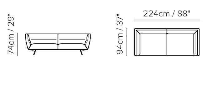 2-местный тканевый или кожаный диван Natuzzi Italia Позитано ARCH-00135883 - Вид №3