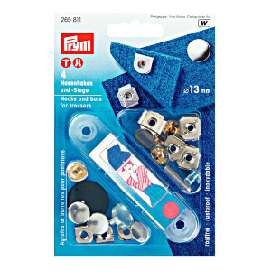 265811 Крючки и штрипки для брюк и юбок x 13 мм в блистере d 13 мм 4 шт. серебристый / черный PRYM