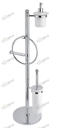 Стойка с держателем туалетной бумаги, щёткой для унитаза, полотенцедержателем и диспенсером CEZARES OLIMP-WBD-01-M