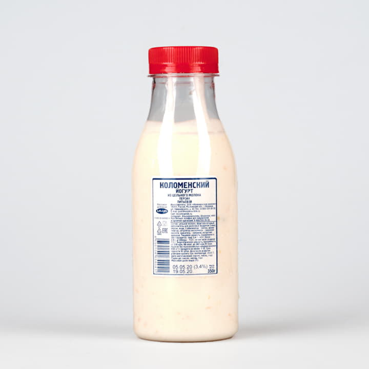 Йогурт Коломенский Персик питьевой 3,4%-4,0% Коломенское молоко 350 г БЗМЖ Santreyd 12260 - Вид №1