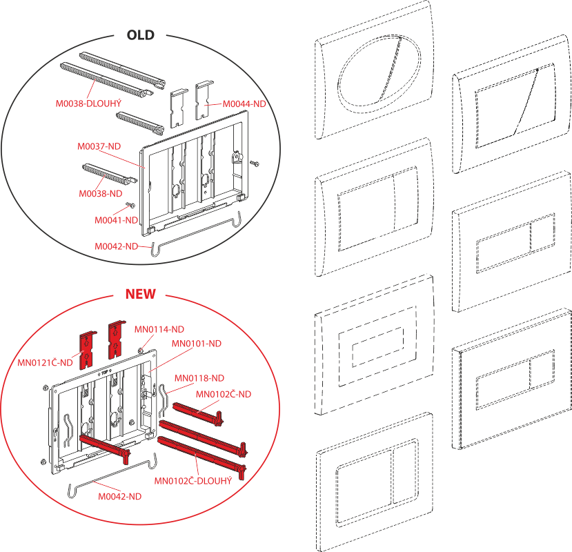 Кнопка управления для скрытых систем инсталляции, белый ALCAPLAST M370 - Вид №2
