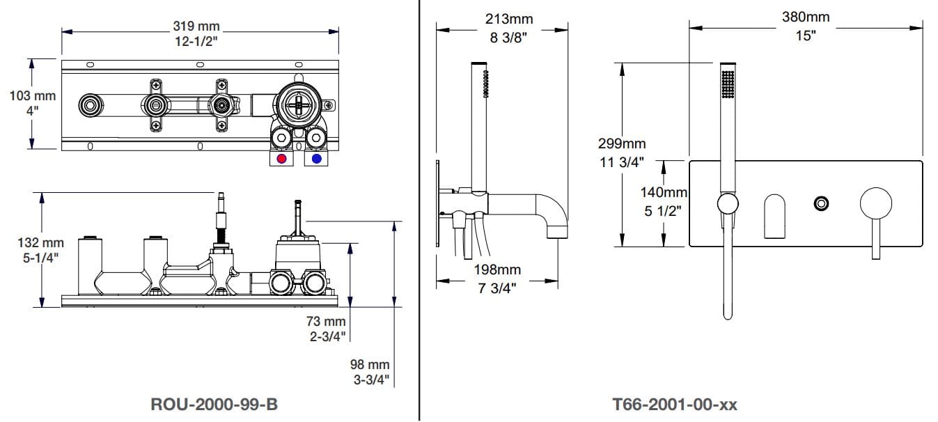 Настенный однорычажный смеситель для ванны с переключателем BARIL Zip B66 ARCH-00048642 - Вид №3