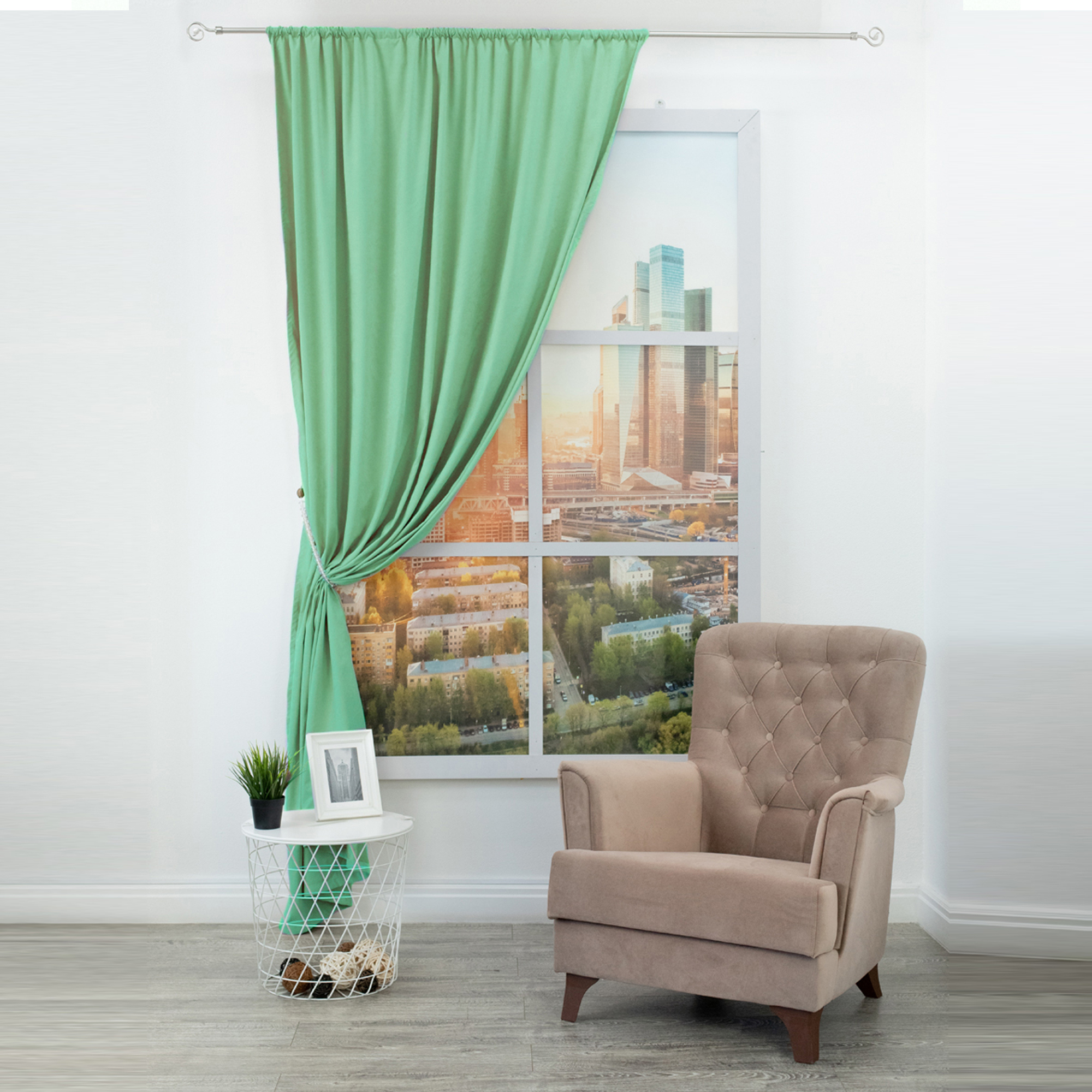 AMORE MIO Штора Замша зеленая 160х260 см с вельветовой фактурой 89096776 STLM-0078371 - Вид №4