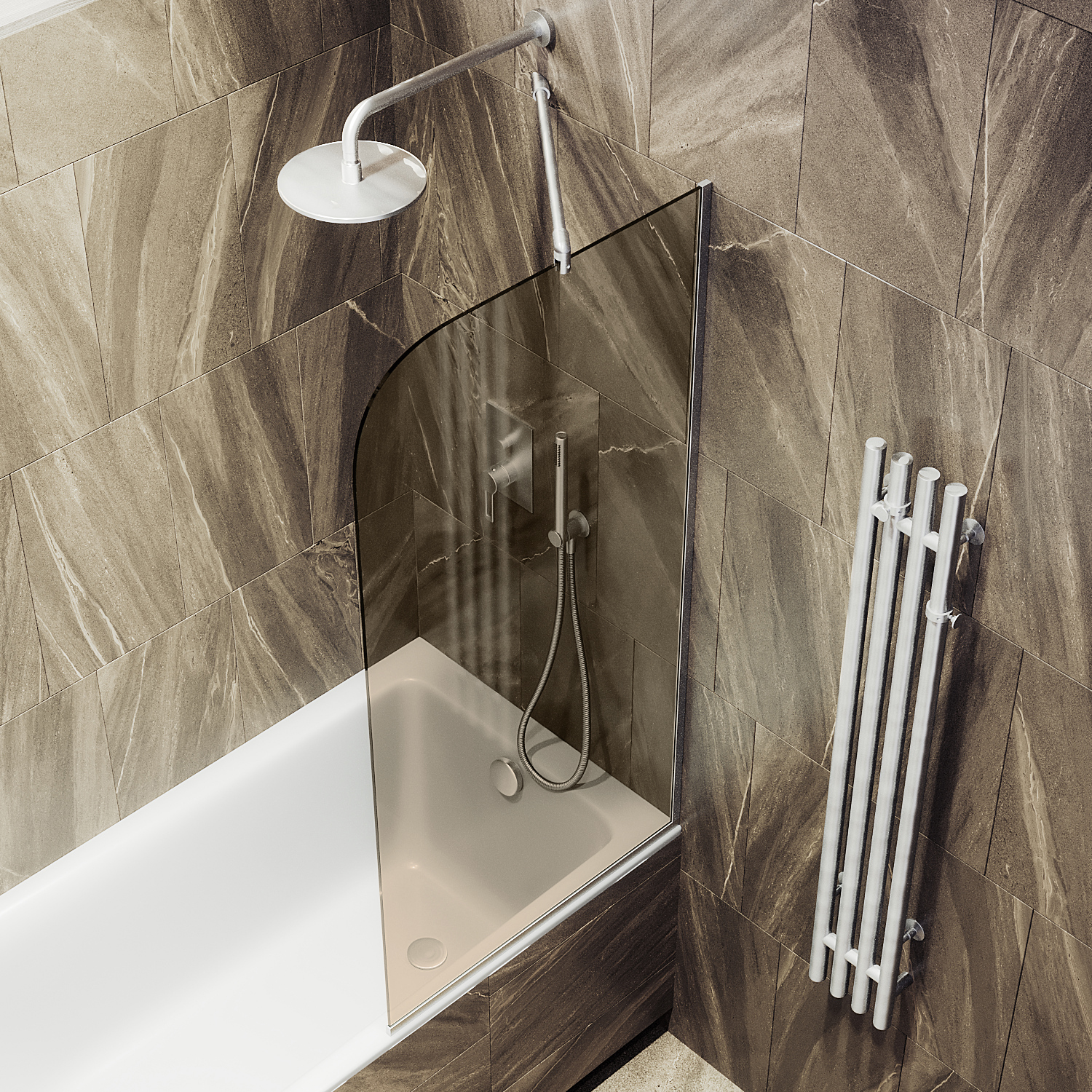 Шторка для ванны в узком профиле ST-151-5у Public Steel