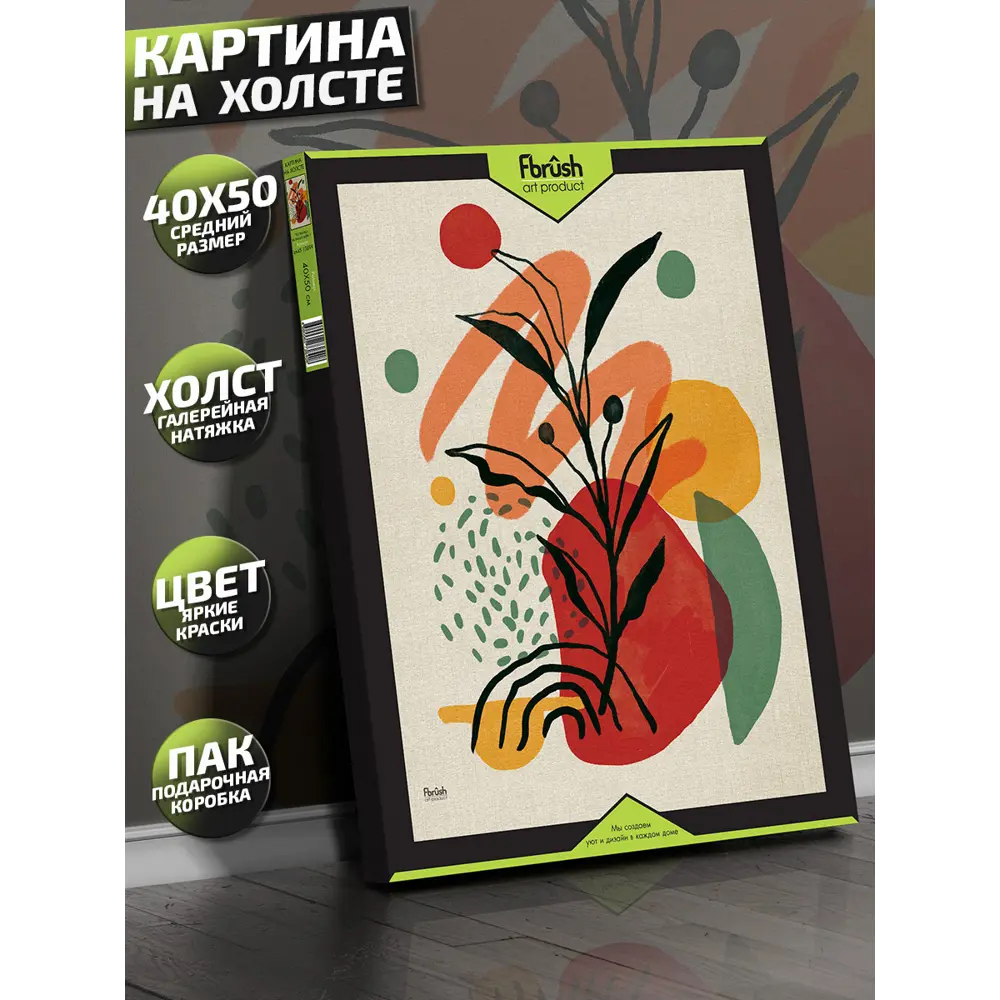 Картина на холсте Ботаника мин 1 40x50 см 85394567 STLM-2207259 FBRUSH  - Вид №3
