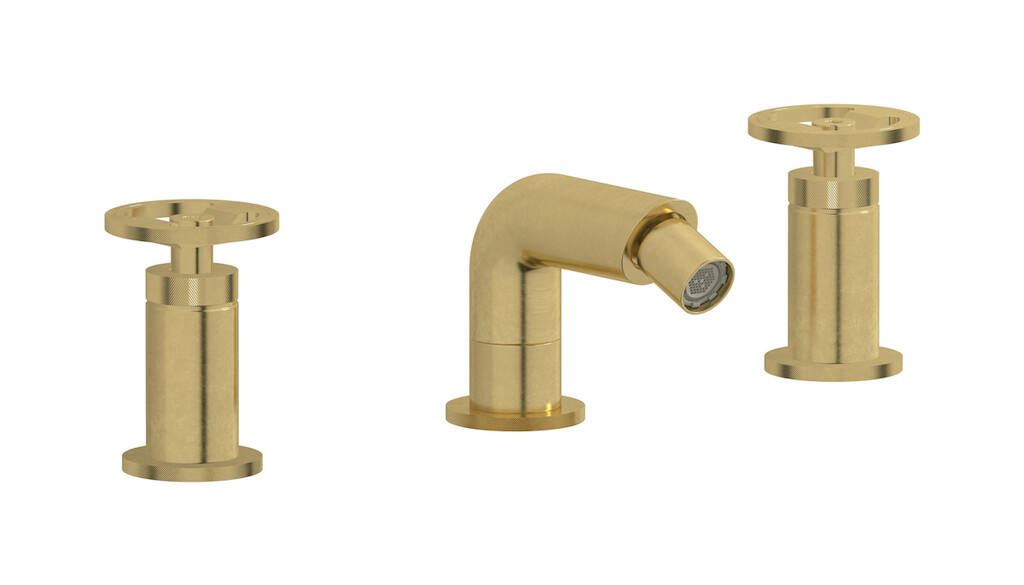 Смеситель для биде на 3 отверстия с донным клапаном WE ARE IB b1393on Natural Brass Bold