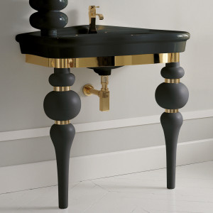 VV3070N 3SC Консоль Via Veneto с умывальником LA11 и сифоном. Черный матовый Classico