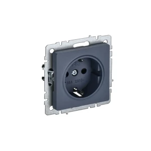 Розетка встраиваемая IEK Brite РС14-1-0-БрМ с заземлением со шторками цвет маренго