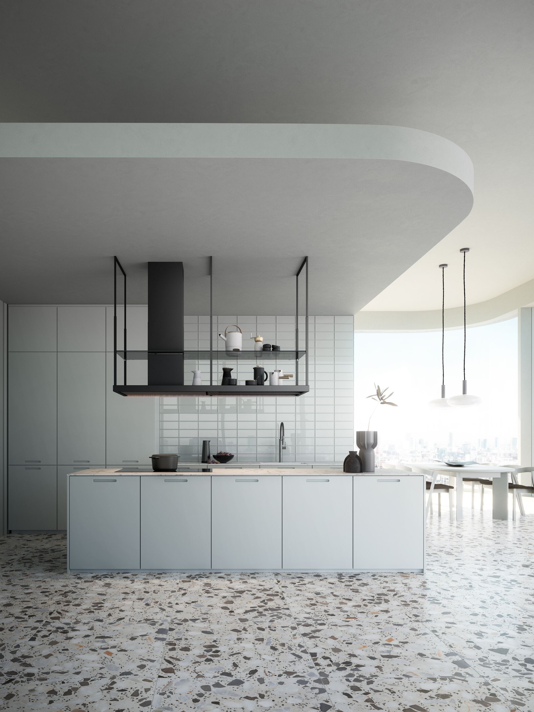 Окрашенная стальная островная вытяжка со встроенным освещением Falmec дизайн ARCH-00072190 - Вид №2