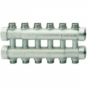 Коллектор ВВ 3/4" с вентилями сдвоенный никелированный ITAP 4 выхода 1/2"Н 38мм