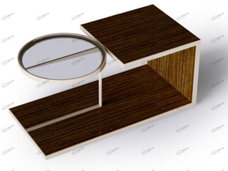 Carpanese Home Деревянный журнальный столик со стеклянным подносом Contemporary Alfred/w