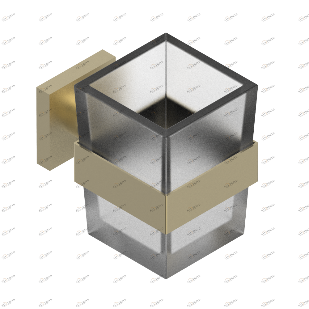 A6P-536 Стакан настенный для зубных щёток Thg-paris Profil с рукоятками с чёрным ониксом Светлое золото A6P-536 CAT.F
