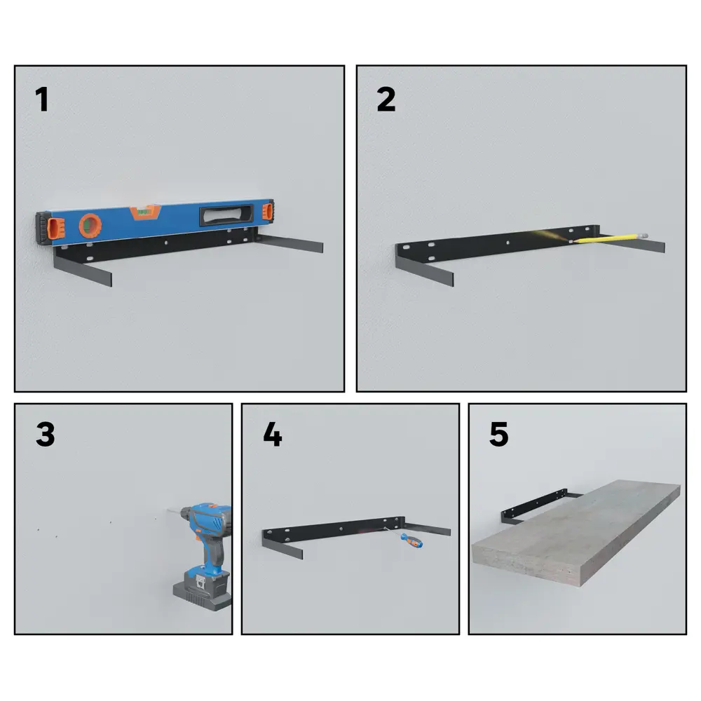 Полка настенная Spaceo Concrete 80x23.5 см МДФ цвет бетон 82877509 STLM-2177009  - Вид №5