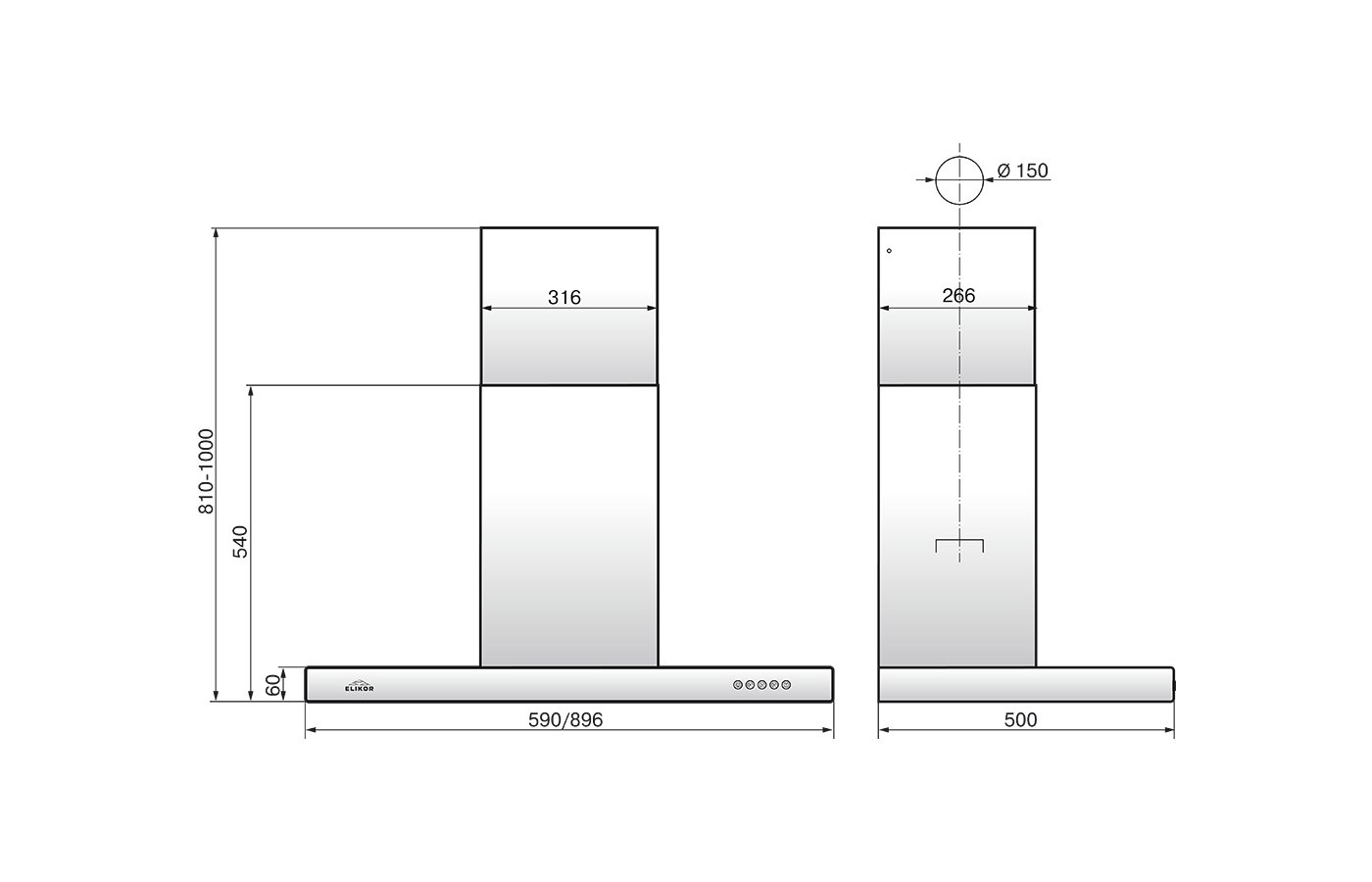 1258295 Вытяжка каминная ELIKOR Опал 90Н-650-Э3Д серебристый STDN-0079008 - Вид №9