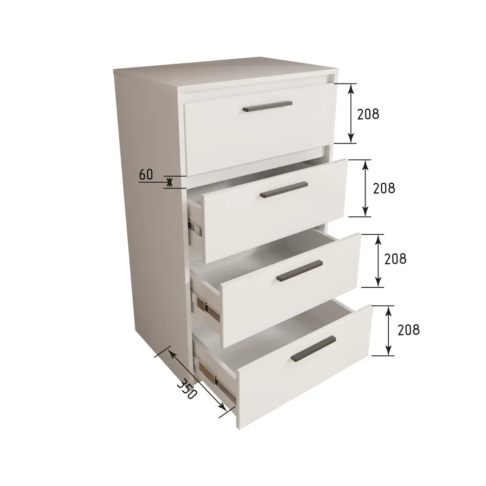 Комод ЛИОН белый с 4 ящиками - компактное хранение для спальни 89433652 Santreyd STLM-1581213 - Вид №8