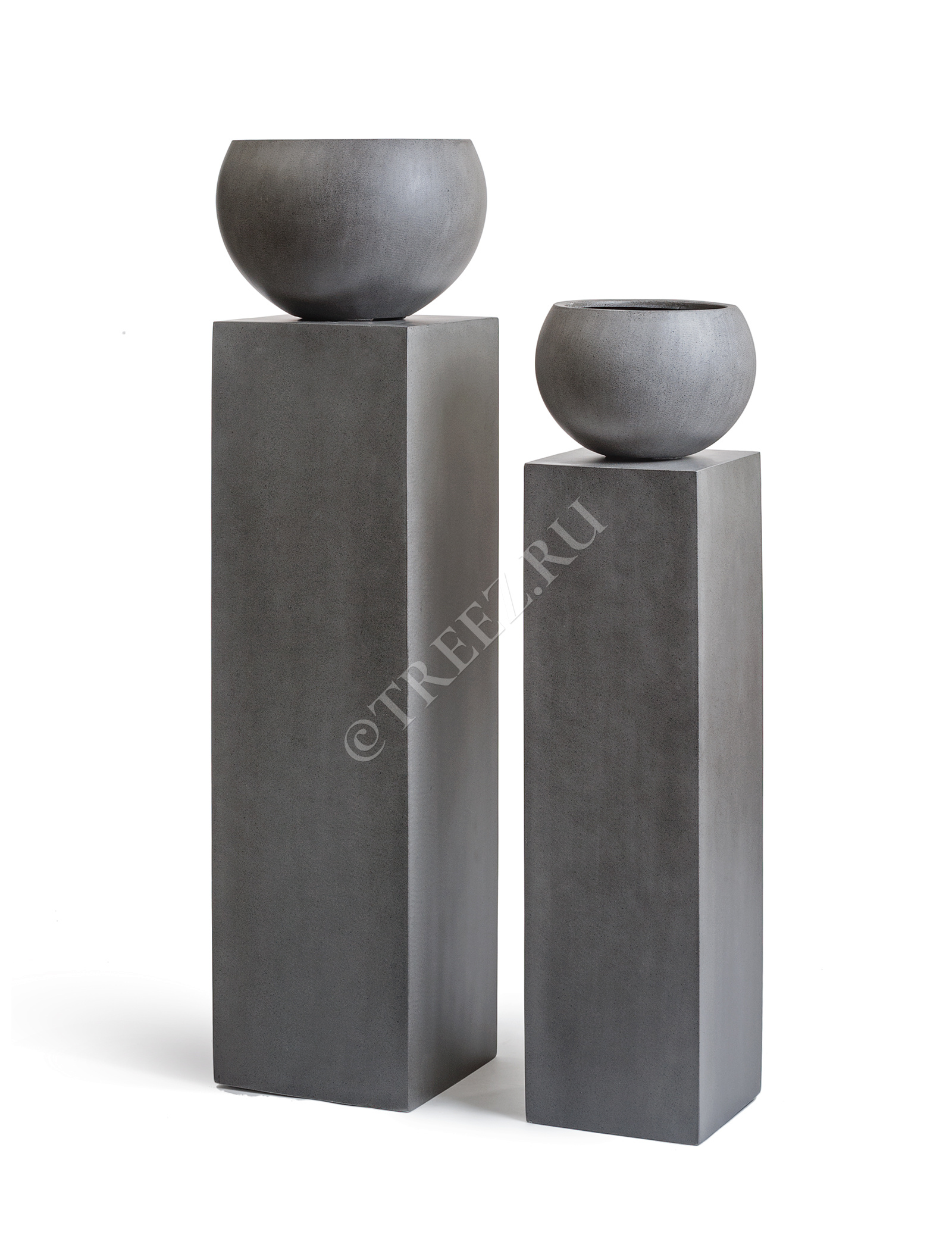 41.3317-02-007-GR-120 Кашпо  Effectory - серия Beton - Колонна - Тёмно-серый бетон Цветочная коллекция  - Вид №3
