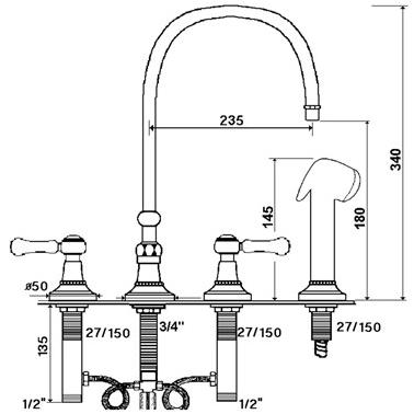 rvb Смеситель для кухни с ручным душем 1935 limoges 1935.--.28 - Вид №1