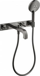 39442330 Смеситель для ванны на 3 отверстия, скрытого монтажа, настенный с рычажными ручками и тарелкой AXOR CITTERIO