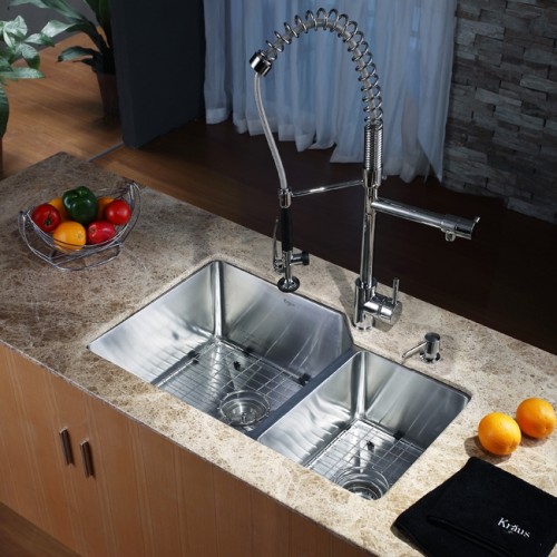 KHU123-32-KPF1602CH-KSD30CH Накладная раковина на столешницу  прямоугольная Krausru  - Вид №6