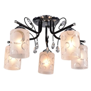 Люстра потолочная «Гравюра», 5 ламп, 15 м², цвет прозрачный/белый