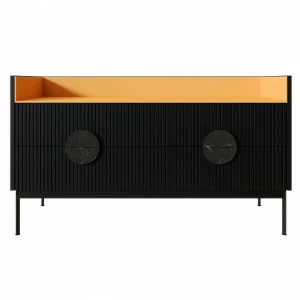 Комод низкий с металлическими ножками черный Alto Yellow BRAGIN DESIGN ДИЗАЙНЕРСКИЕ, LIVING 00-3862444 Желтый;черный
