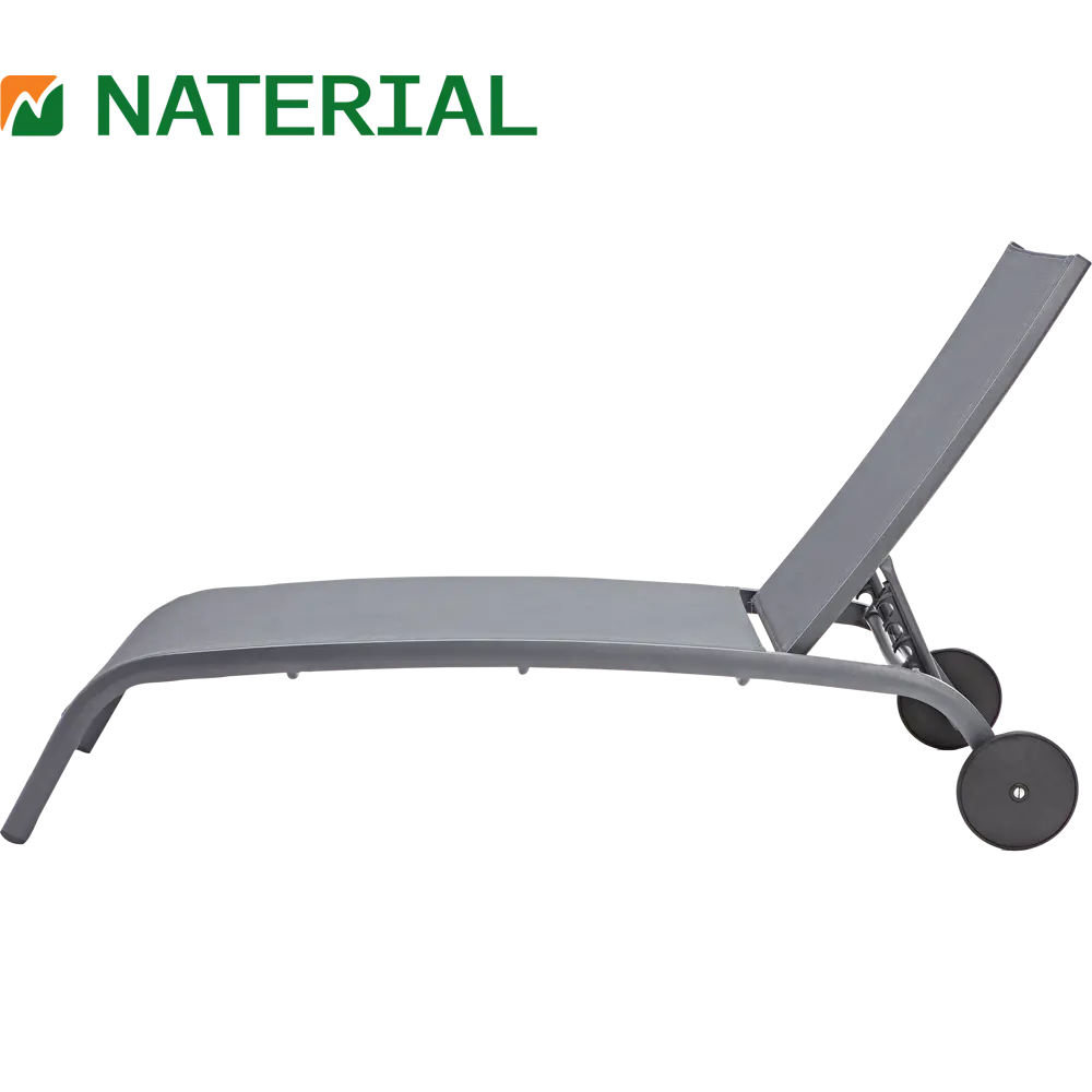 Шезлонг с колесами Naterial Lyra 207х63 см алюминий/ текстиль темно-серый 82232587 STLM-2005957 